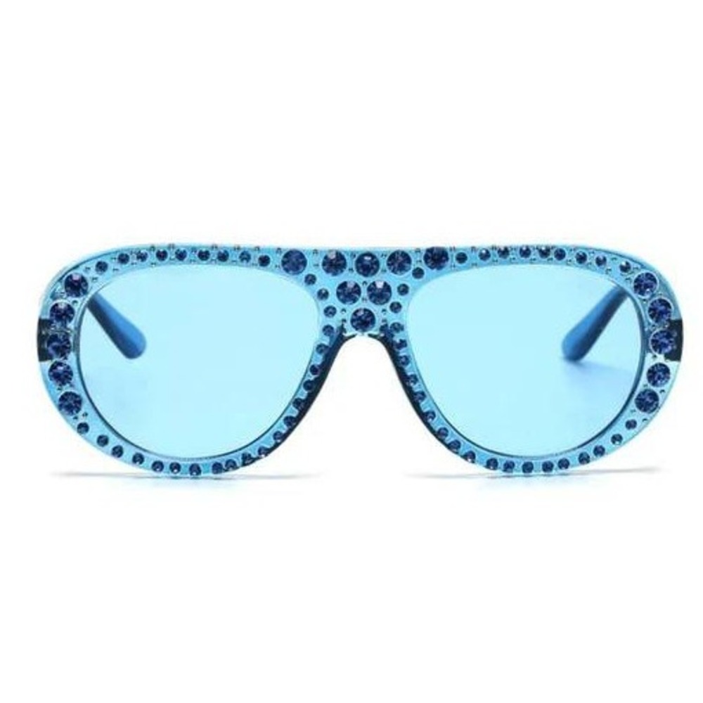 Rhinestone Sunglasses Women's Blue Crystal Embellished Fashion Style Party New - Picture 2 of 4